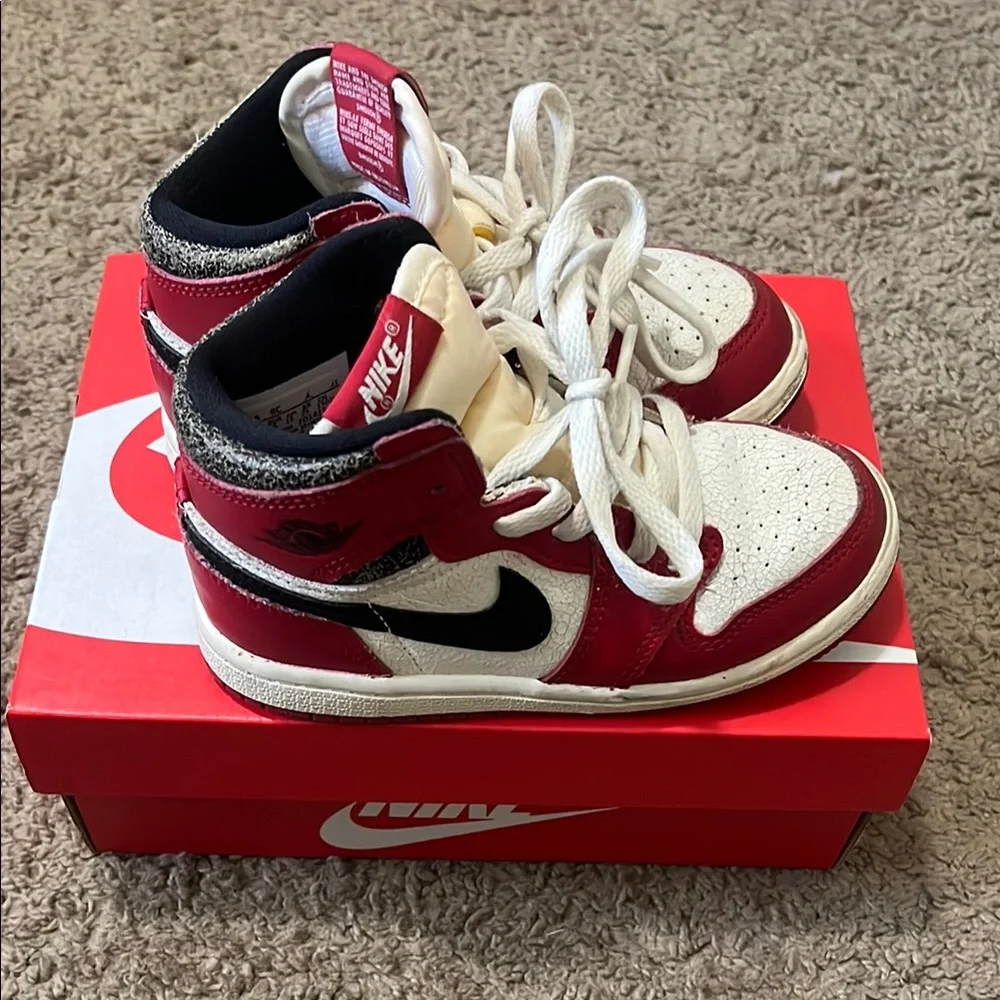 Nike Kids Red, White & Black High-Top Sneakers with Swoosh